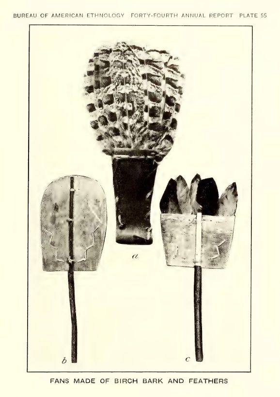 Plate 55: Fans made of birch bark and feathers